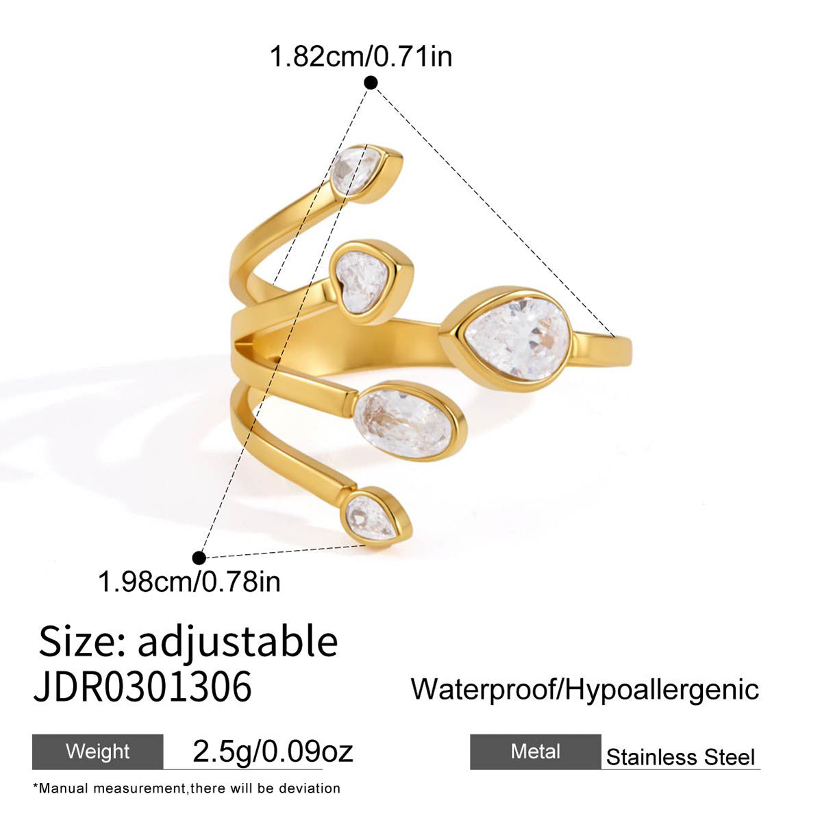 Split Band Zircon Open Ring Collection