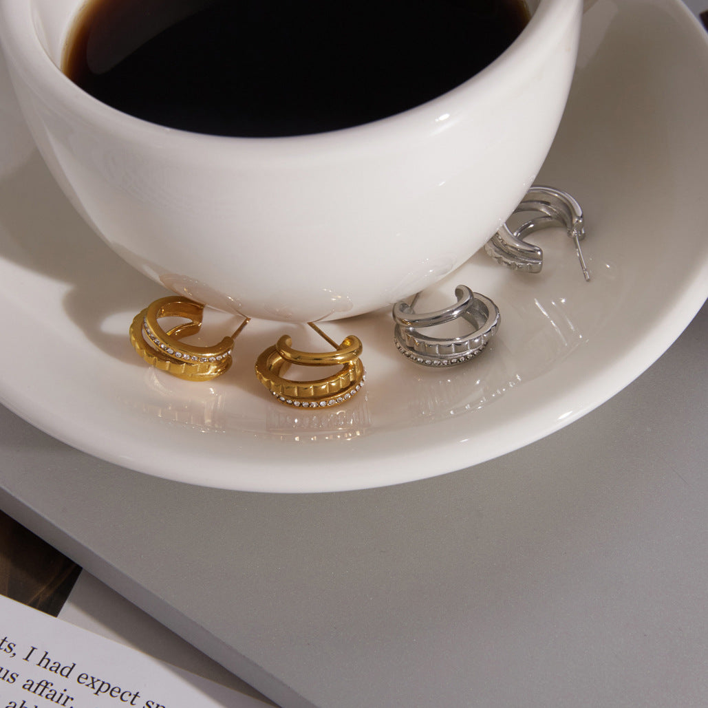 Triple Row Zircon Hoop Earrings Collection