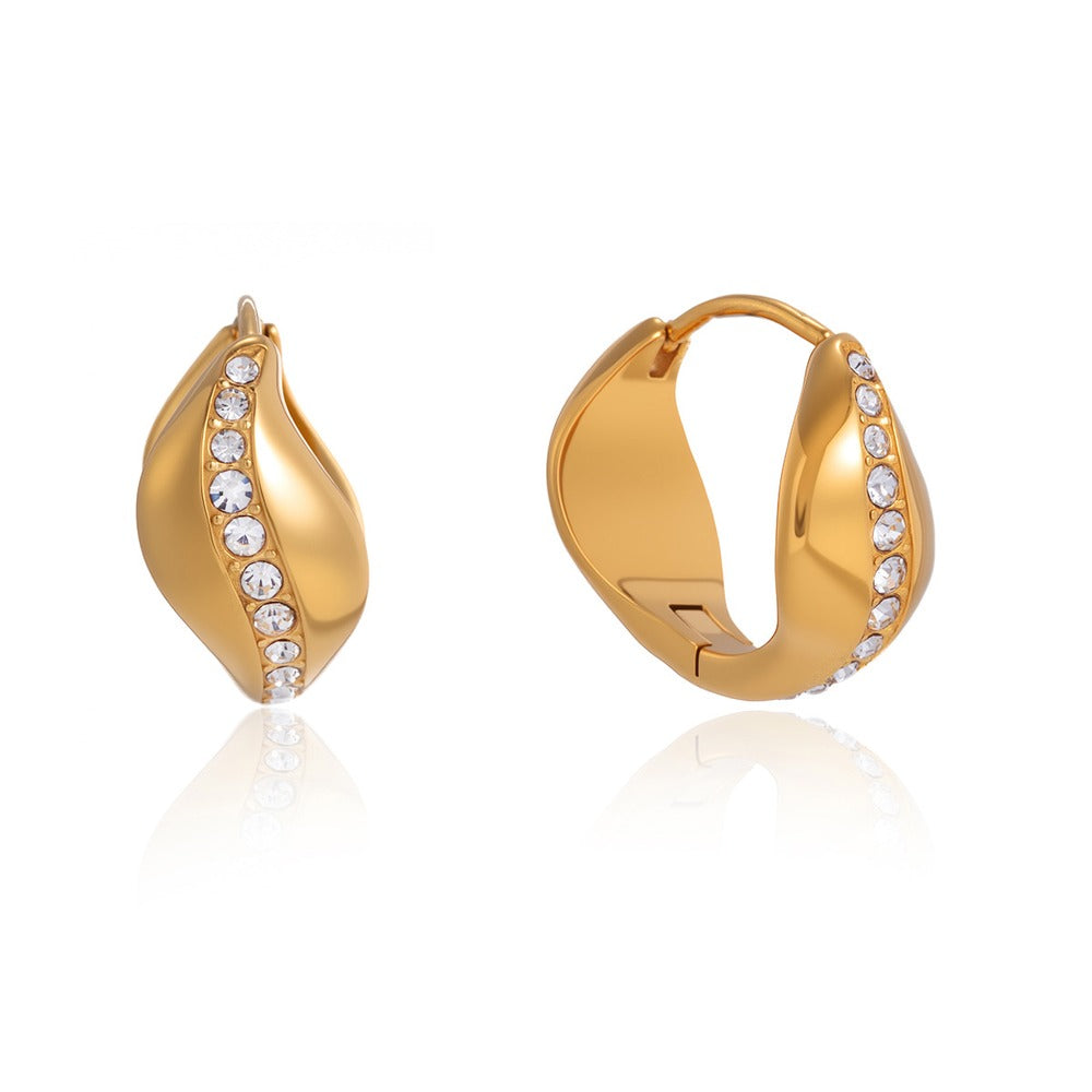 Wave Zircon Huggie Earrings Collection