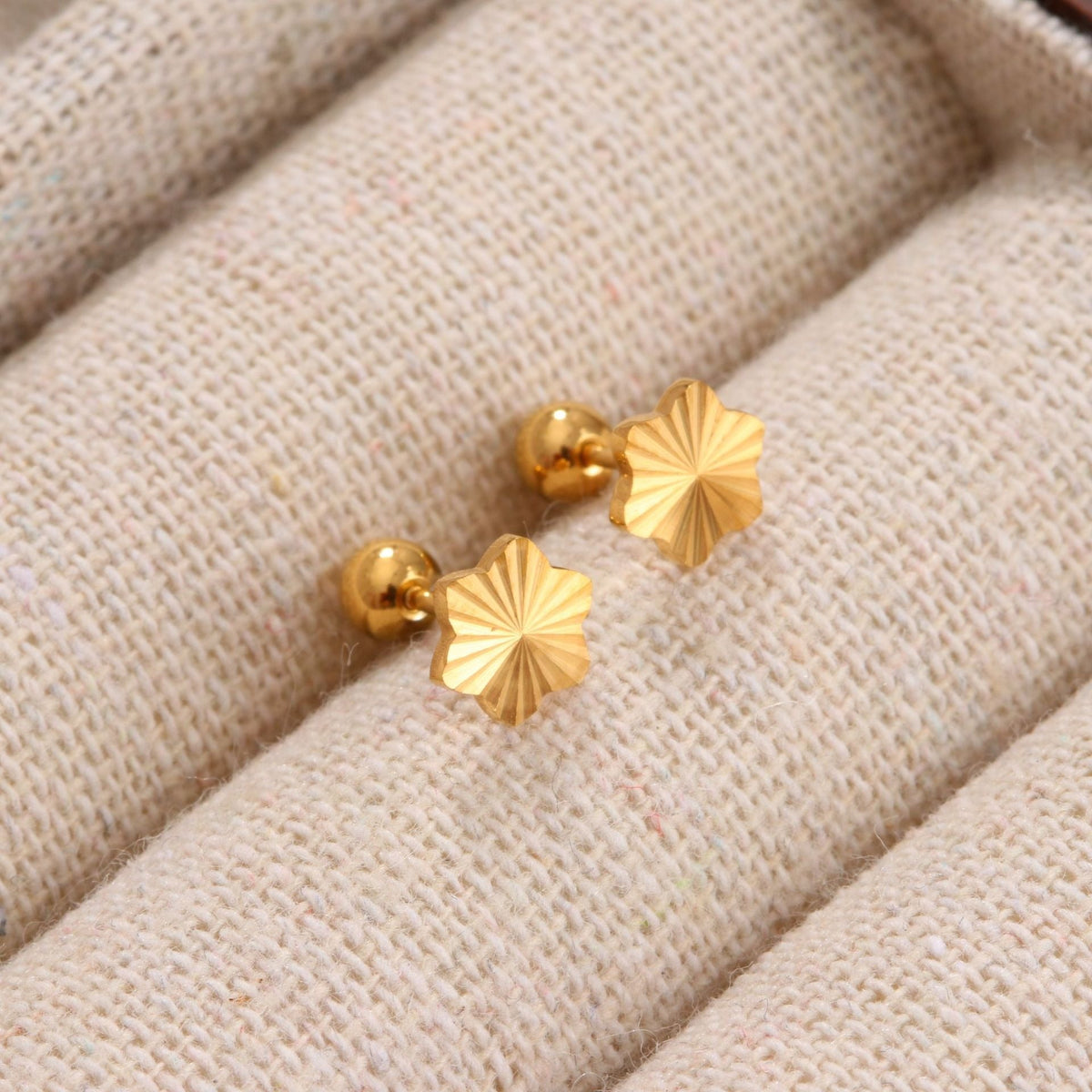 18K gold geometric inlaid gemstone design trendy personality earrings