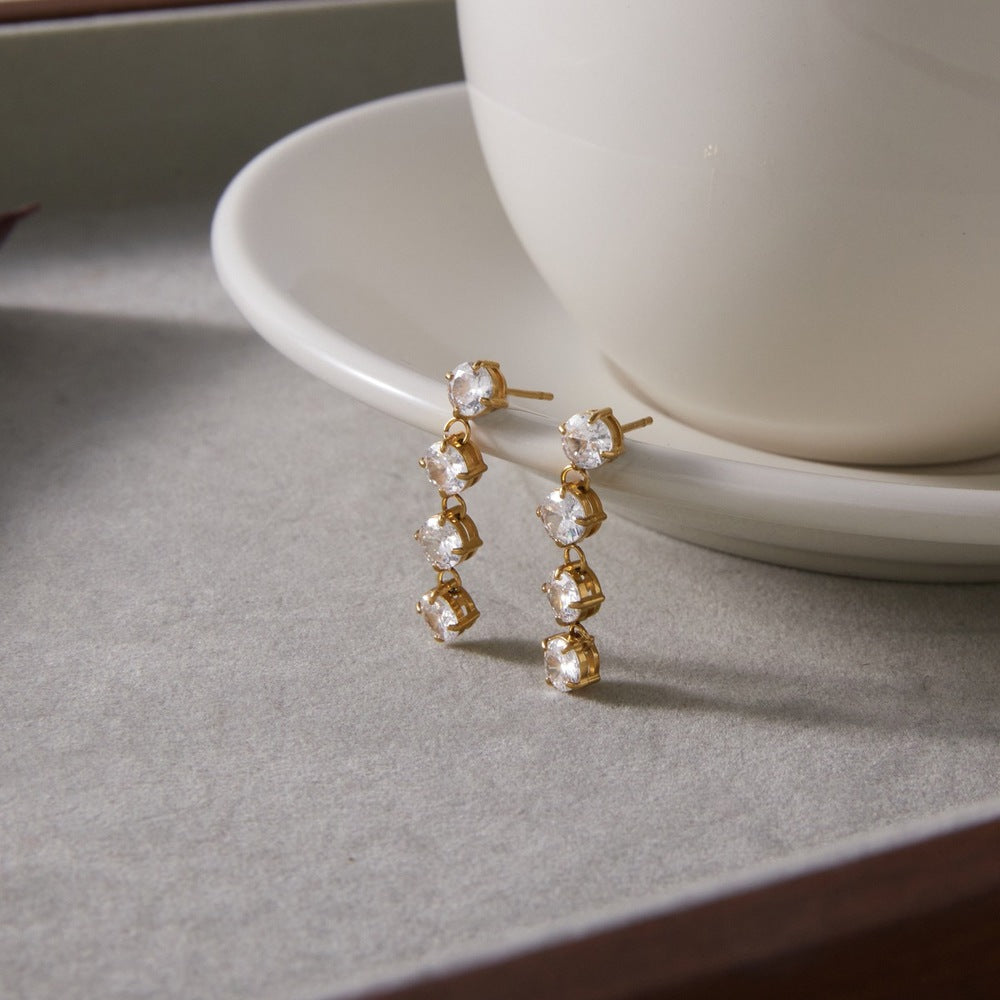 Zircon Tassel Earrings