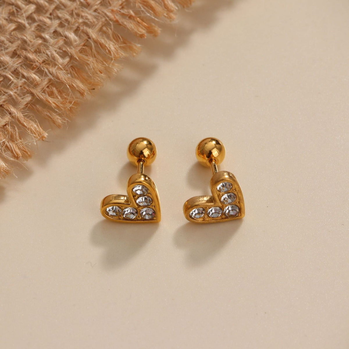 18K gold geometric inlaid gemstone design high-end earrings
