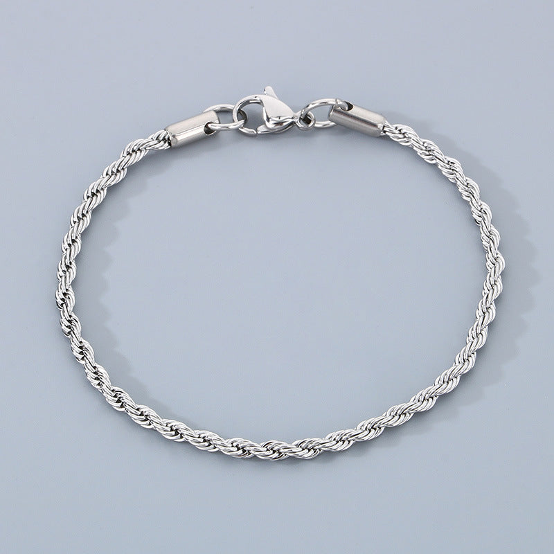 Stainless Steel Twist Chain Men's Bracelet Chain 18K Gold Button Chain Titanium Steel Manufacturer Non-Fading Cross-Border Fresh And Sweet