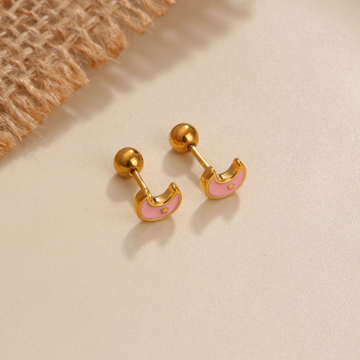 18K gold geometric inlaid gemstone design trendy personality earrings