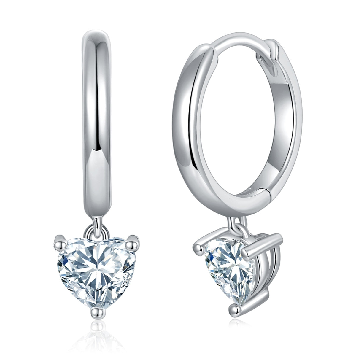 S925 Sterling Silver 5x5mm Heart Shaped Moissanite Hoop Earrings Platinum Plated Dangle Earrings With GRA Certificate Romantic Jewelry Gift Box Set For Women