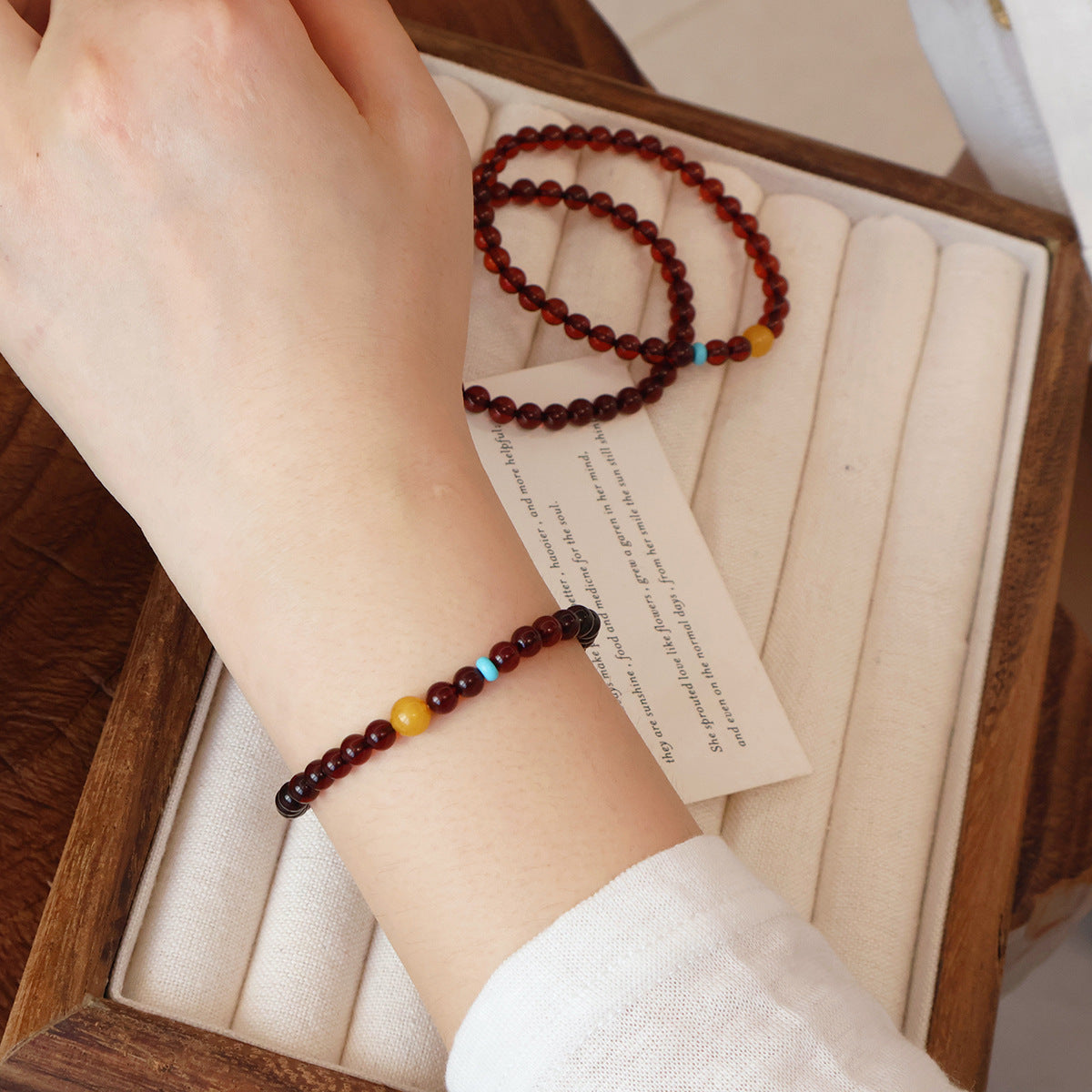 Natural Blood Amber Single-strand Wine-red Bracelet