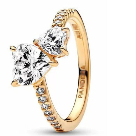 925 Silver Diamond-Encrusted Heart And Butterfly Minimalist Ring