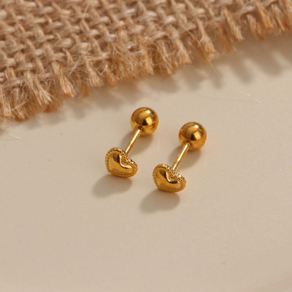 18K gold geometric inlaid gemstone design high-end earrings
