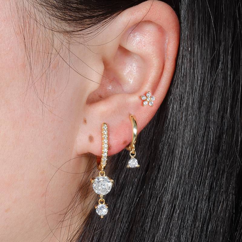 Copper Stud Earrings With Diamond Inlay