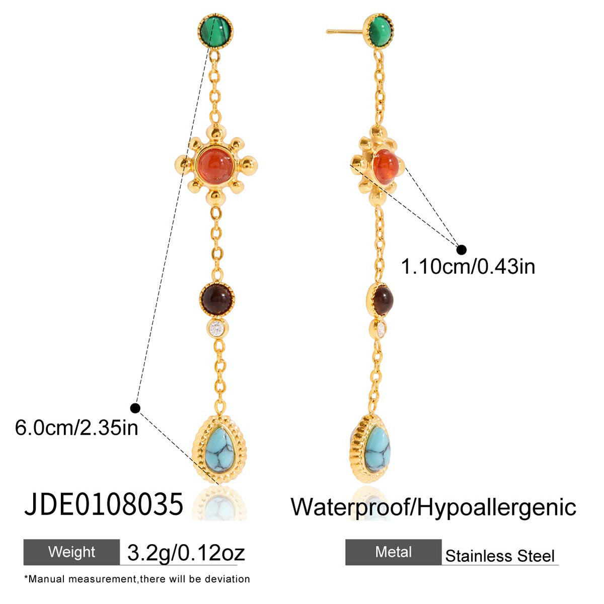 Color Zircon Tassel Earrings Collection
