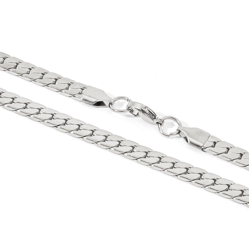 Stainless Steel 18K Gold Versatile Color-Preserving Necklace, Simple And Stylish For Commuting, Gold-Plated Flat Chain Pvd Plated With 18K Gold