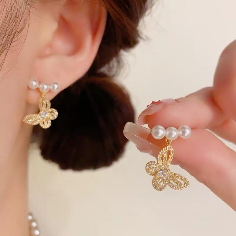 925 Silver Needle Internet Celebrity Same Style Gold Earrings Women's Light Luxury High-end Elegant All-match Earrings Retro New Earrings