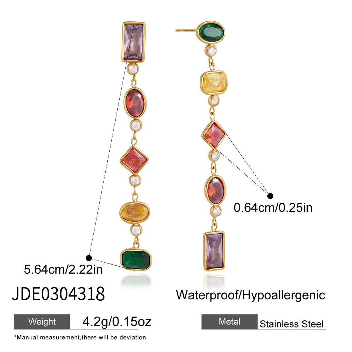 Color Zircon Tassel Earrings Collection