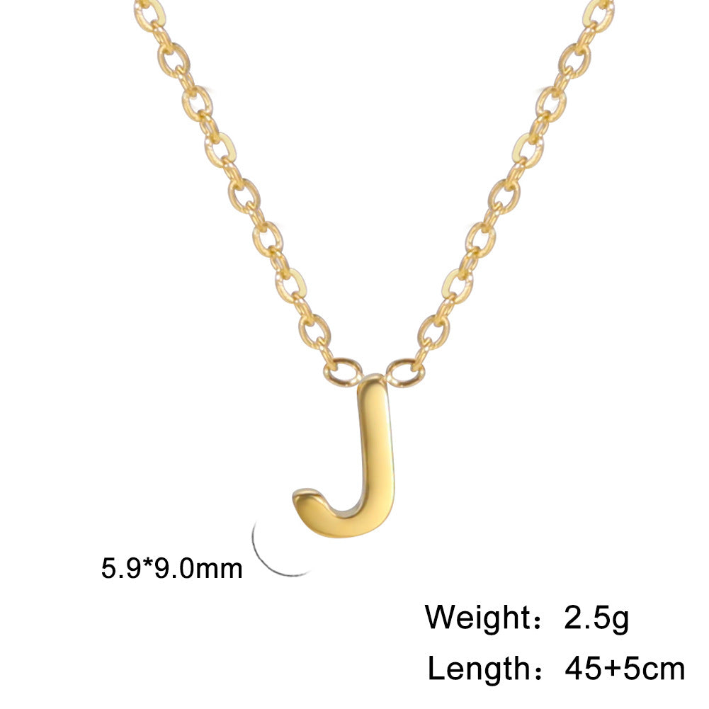 Hot-Selling Welded 26 Letters 18K Real Gold Electroplated Non-Fading Small Pendant Jewelry 304 Material Stainless Steel Necklace