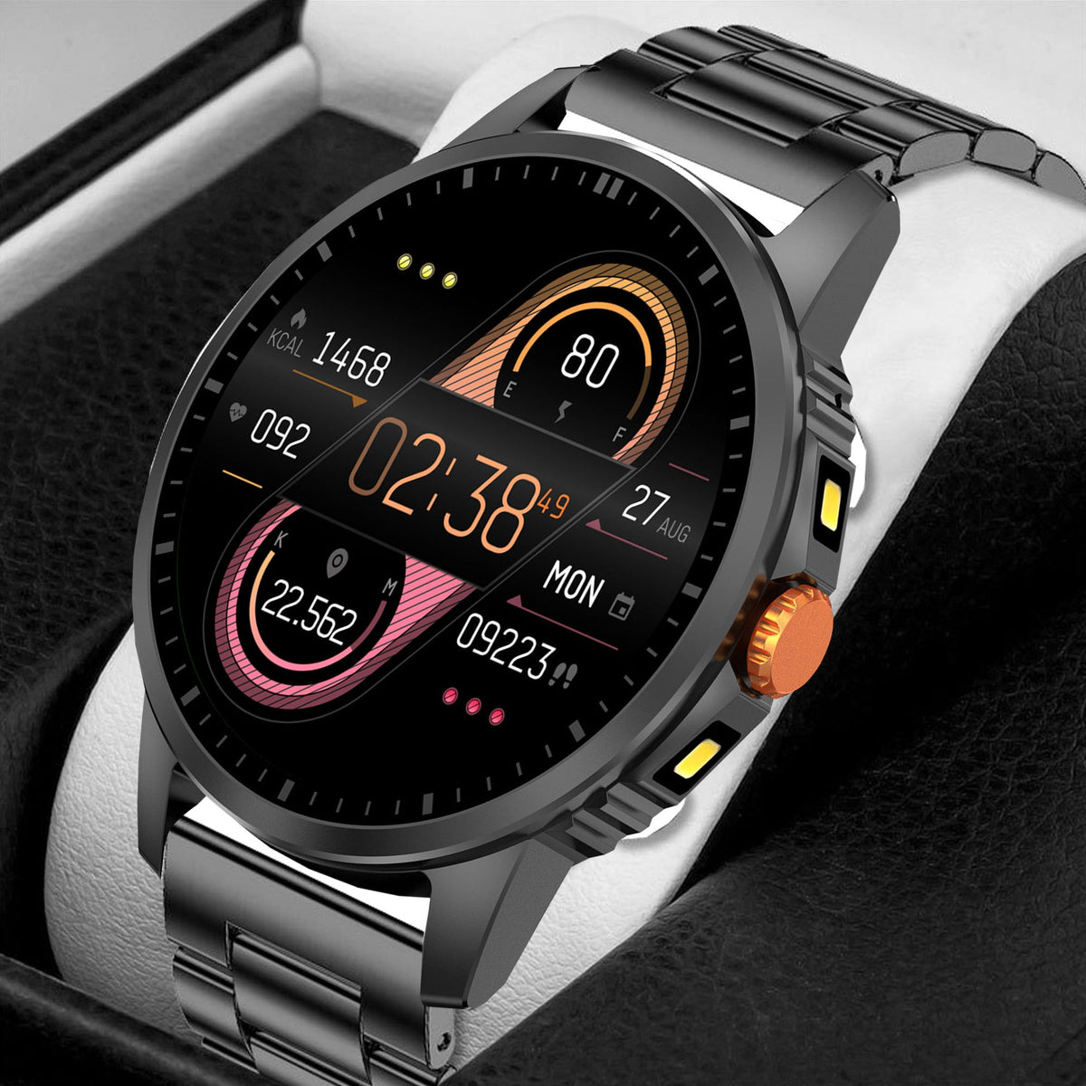 V5 Round-screen Smartwatch With Dual Flashlight And Bluetooth