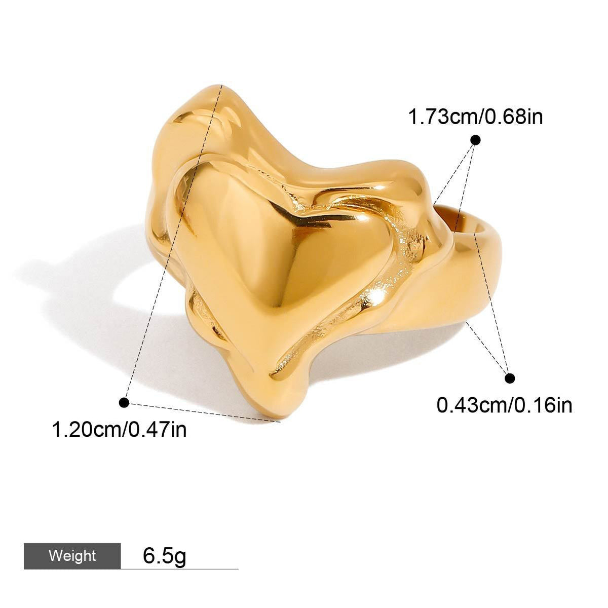 18K gold irregular heart-shaped design exquisite simple ring