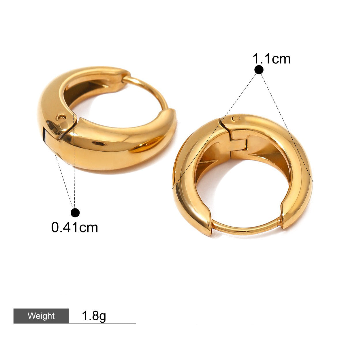 18K gold C-shaped inlaid pearl earrings with exquisite design