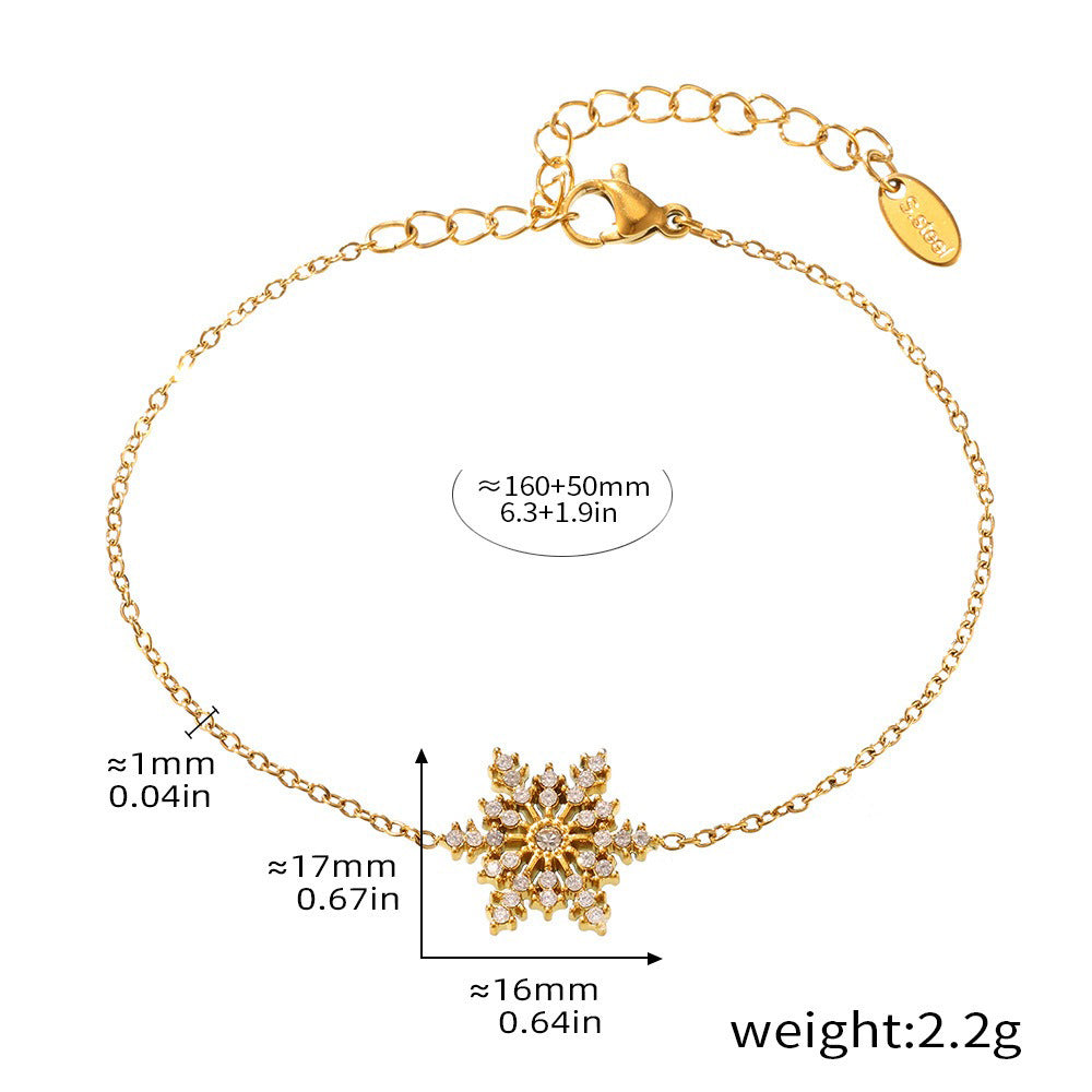 18K gold snowflake-shaped gemstone-inlaid luxury bracelet