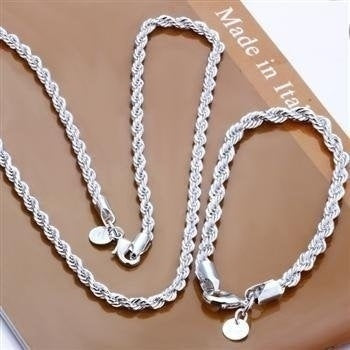 Twist Necklace Silver Plated 4MM Twisted String Necklace