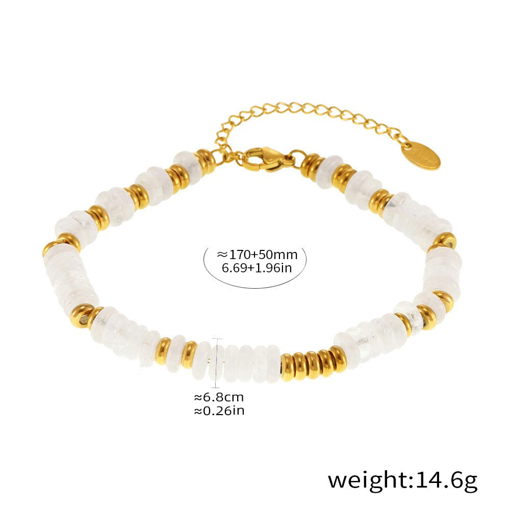 18K gold round beads with gemstone design high-end bracelet