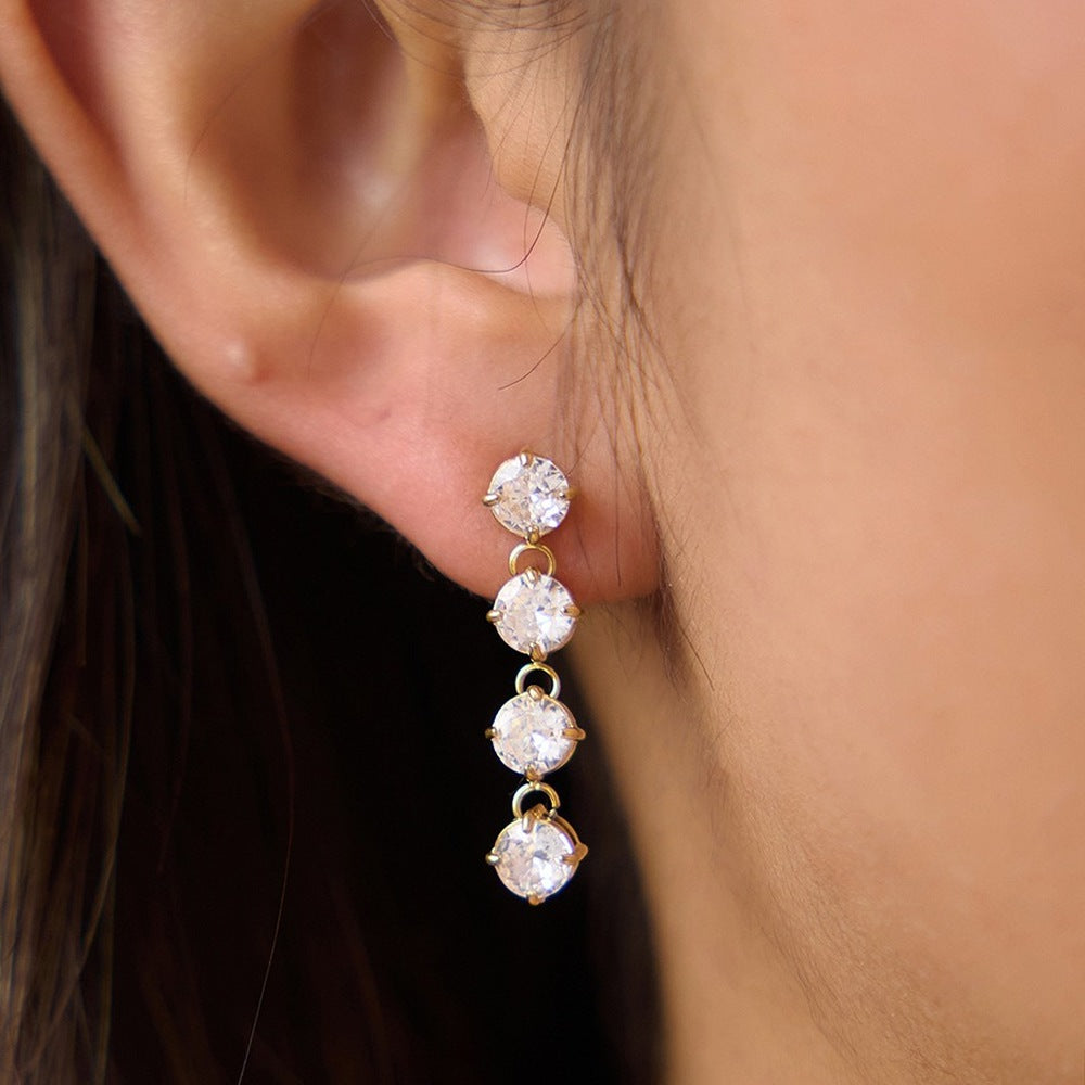 Zircon Tassel Earrings