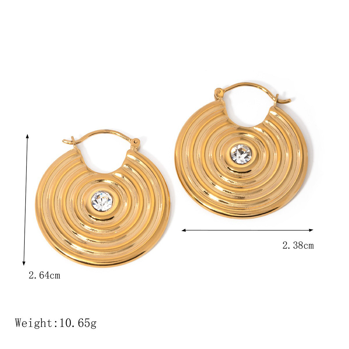 18K gold round with texture design simple and elegant necklace earrings ring set