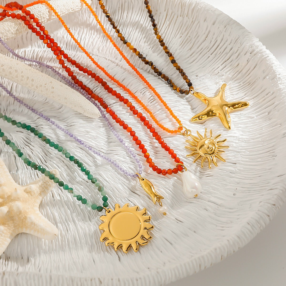 18K Gold Sun/Ocean Style Design Light Luxury Noble Necklace