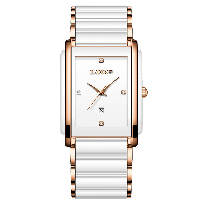 Fashion Ceramic Stainless Steel Couple Watches Quartz Watch