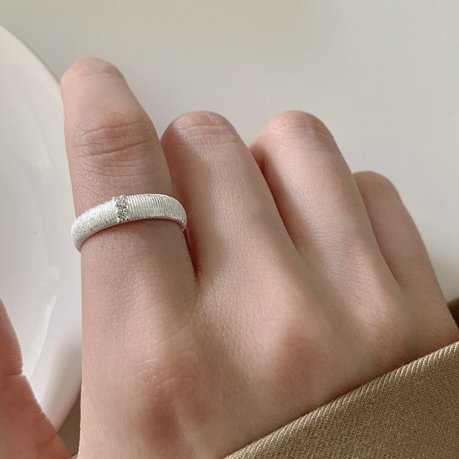 High Sense Star Open Ring For Women, INS Niche Brushed Texture Luxury Adjustable Index Finger Statement Ring