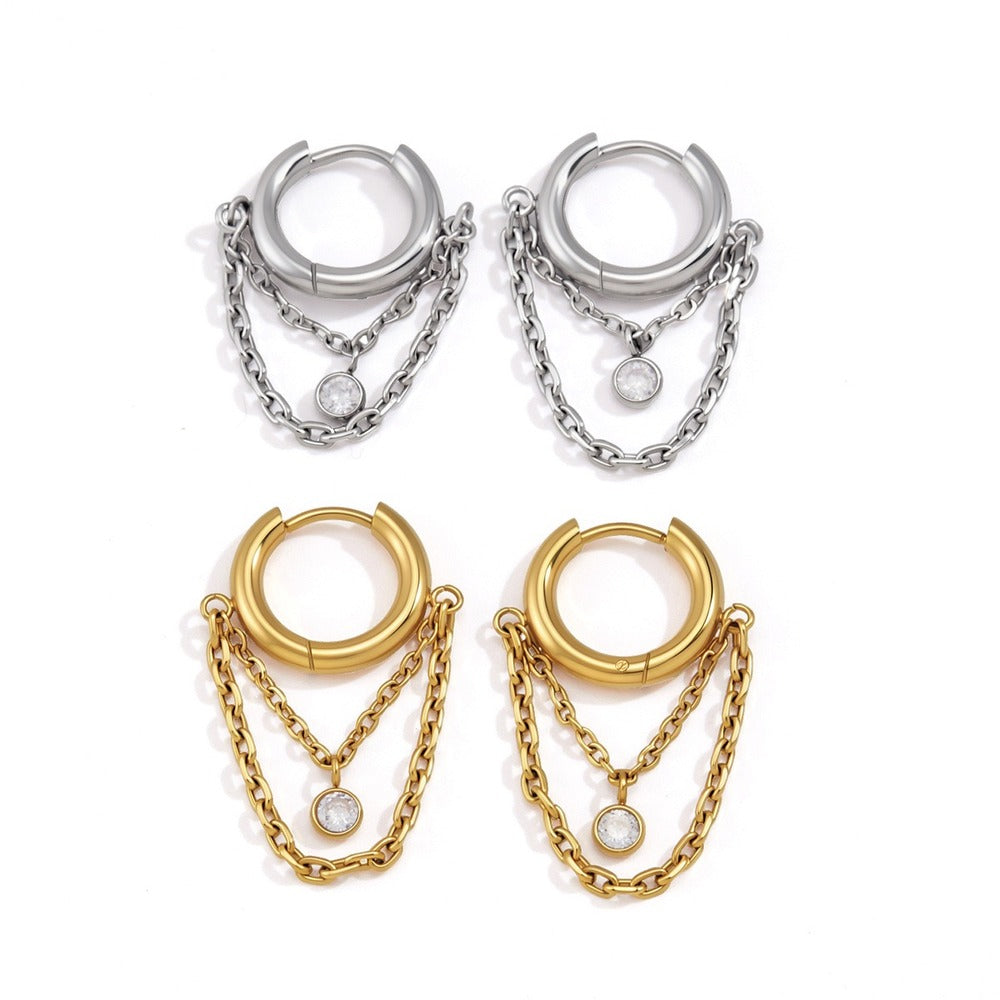 Zircon Tassel Hoop Earrings Collection