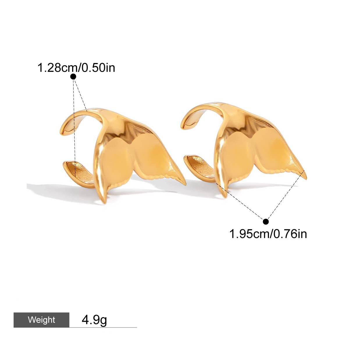 18K goldfish tail design exquisite and noble earrings