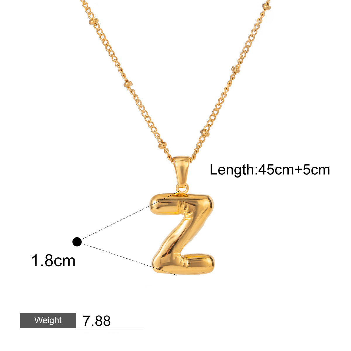 18K gold letters with birthstone design high-end necklace