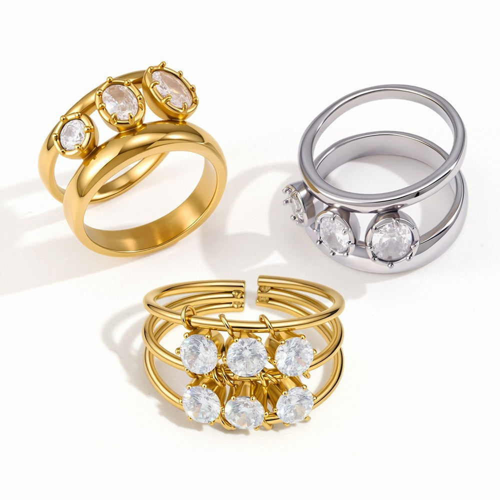 Sliding Zircon Ring Collection