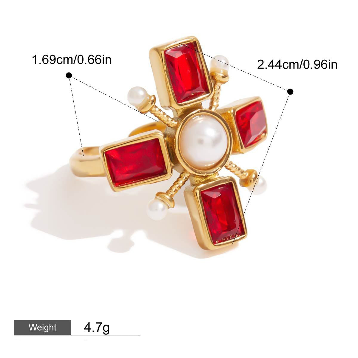 18K gold cross inlaid gemstone design high-end necklace ring set