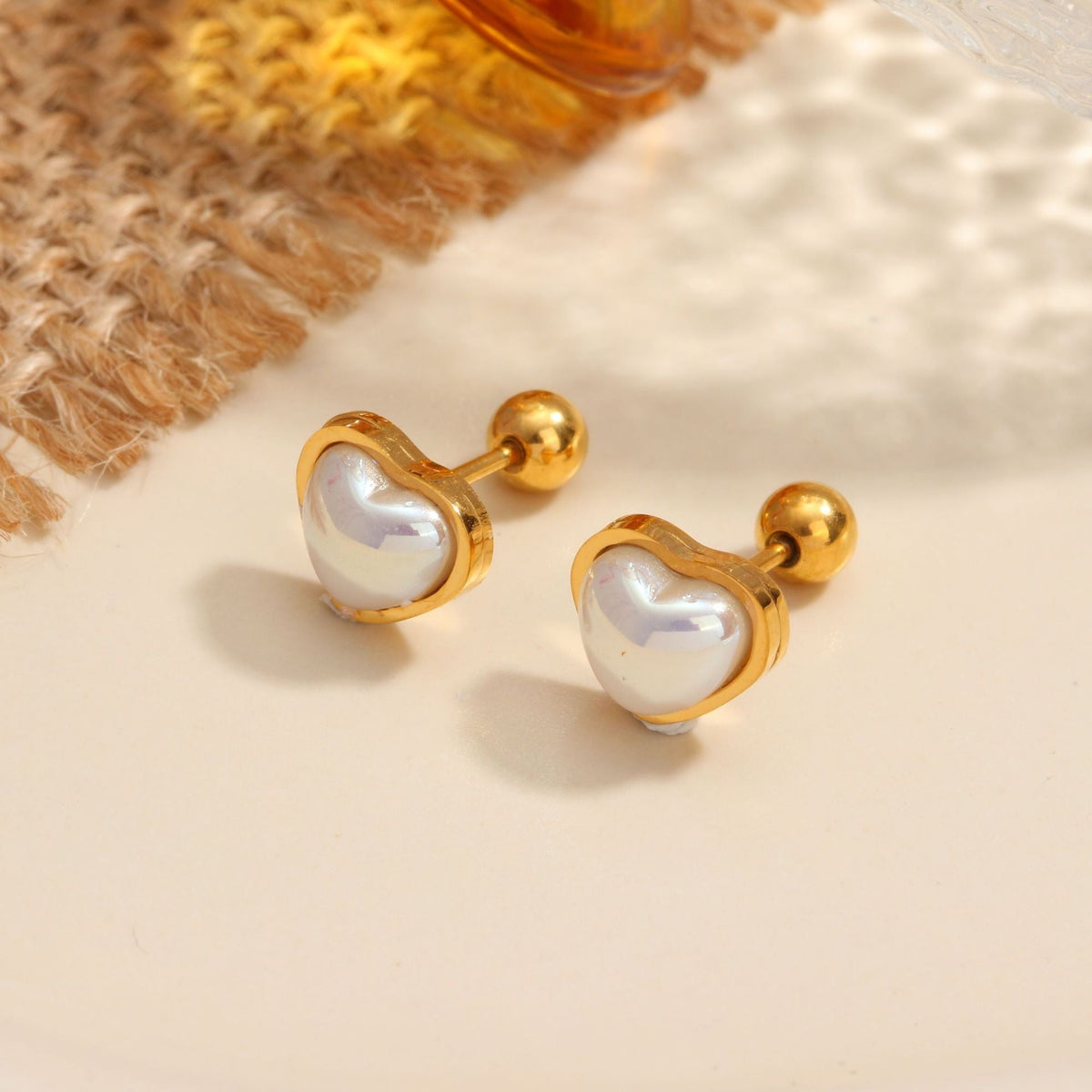 18K gold geometric inlaid gemstone design high-end earrings