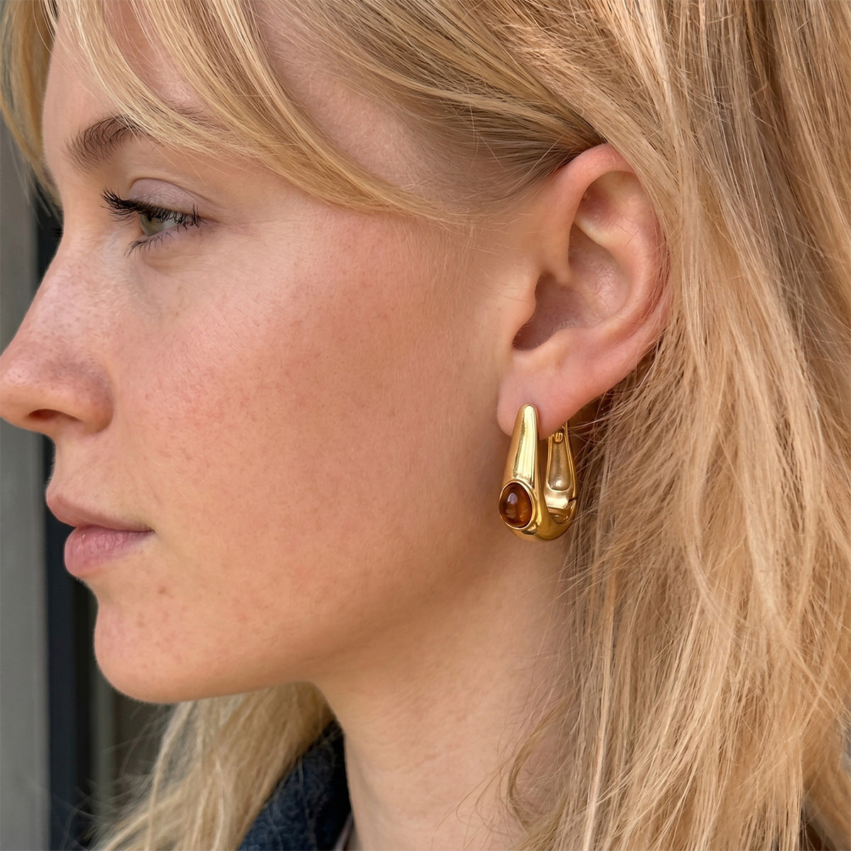 Teardrop Resin Huggie Earrings Collection
