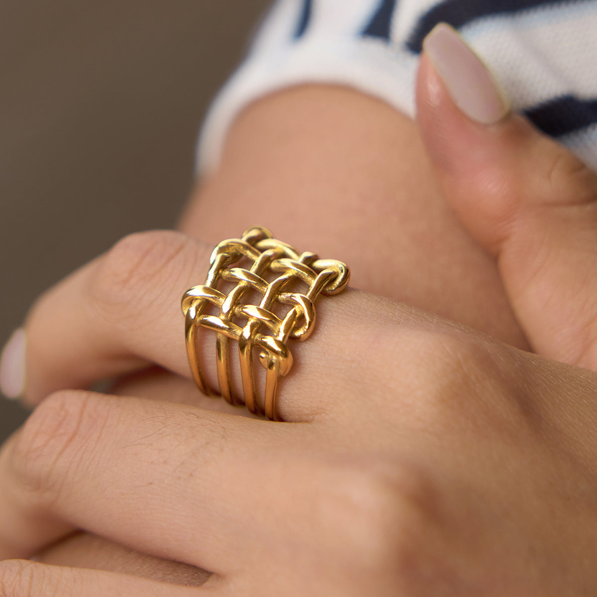 Woven Openwork Statement Ring