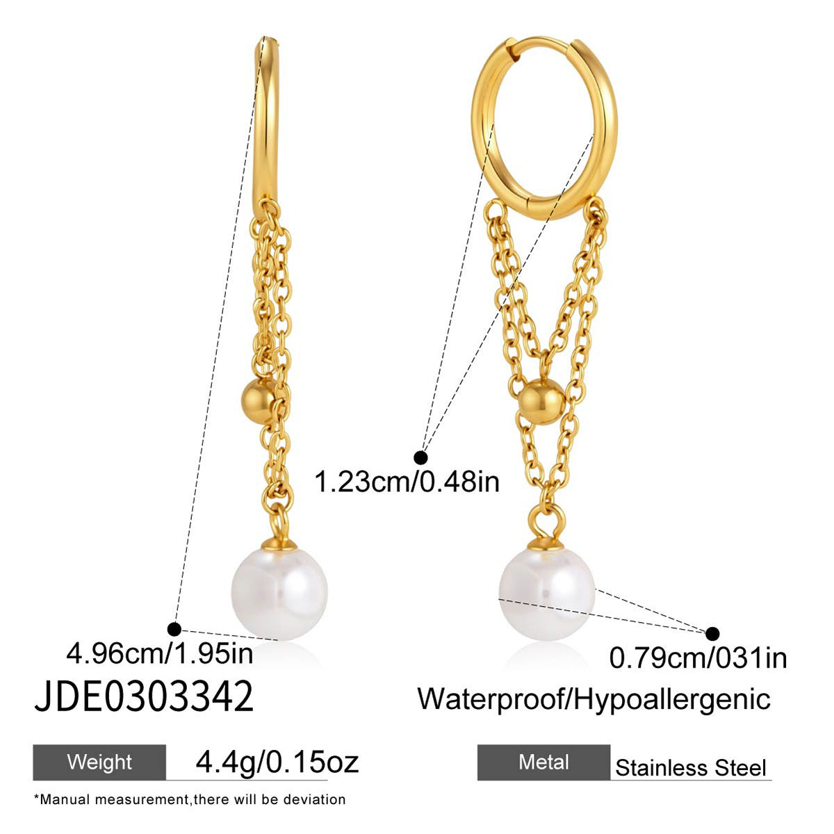 Pearl Chain Hoop Earrings Collection