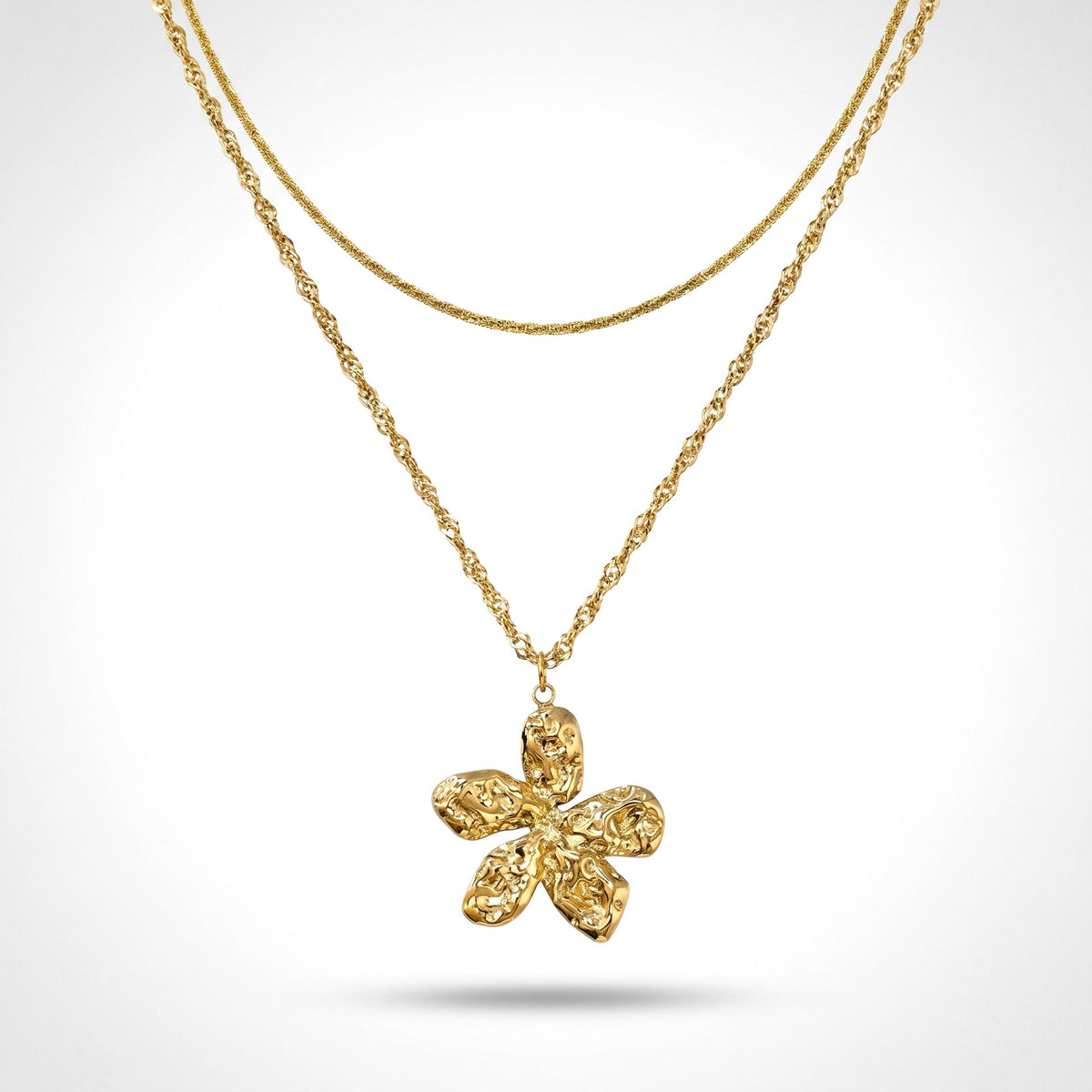 New European American Cross Border Fade Resistant Stainless Steel Necklace Stackable Set, Flower Geometric Disc Women Necklace