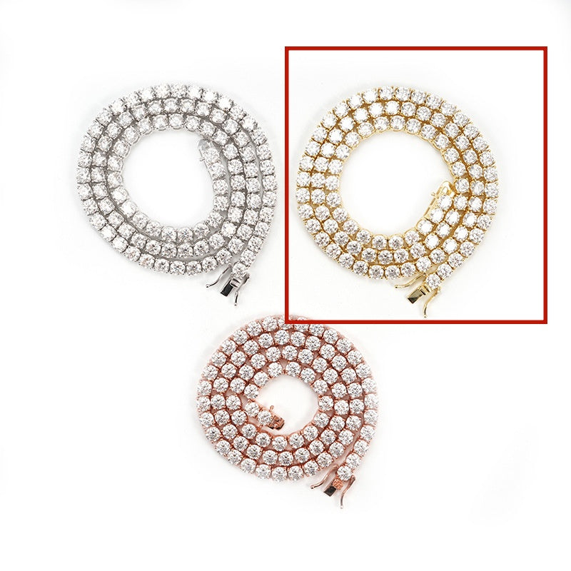 5mm Single-stone Moissanite Hip-hop Tennis Chain