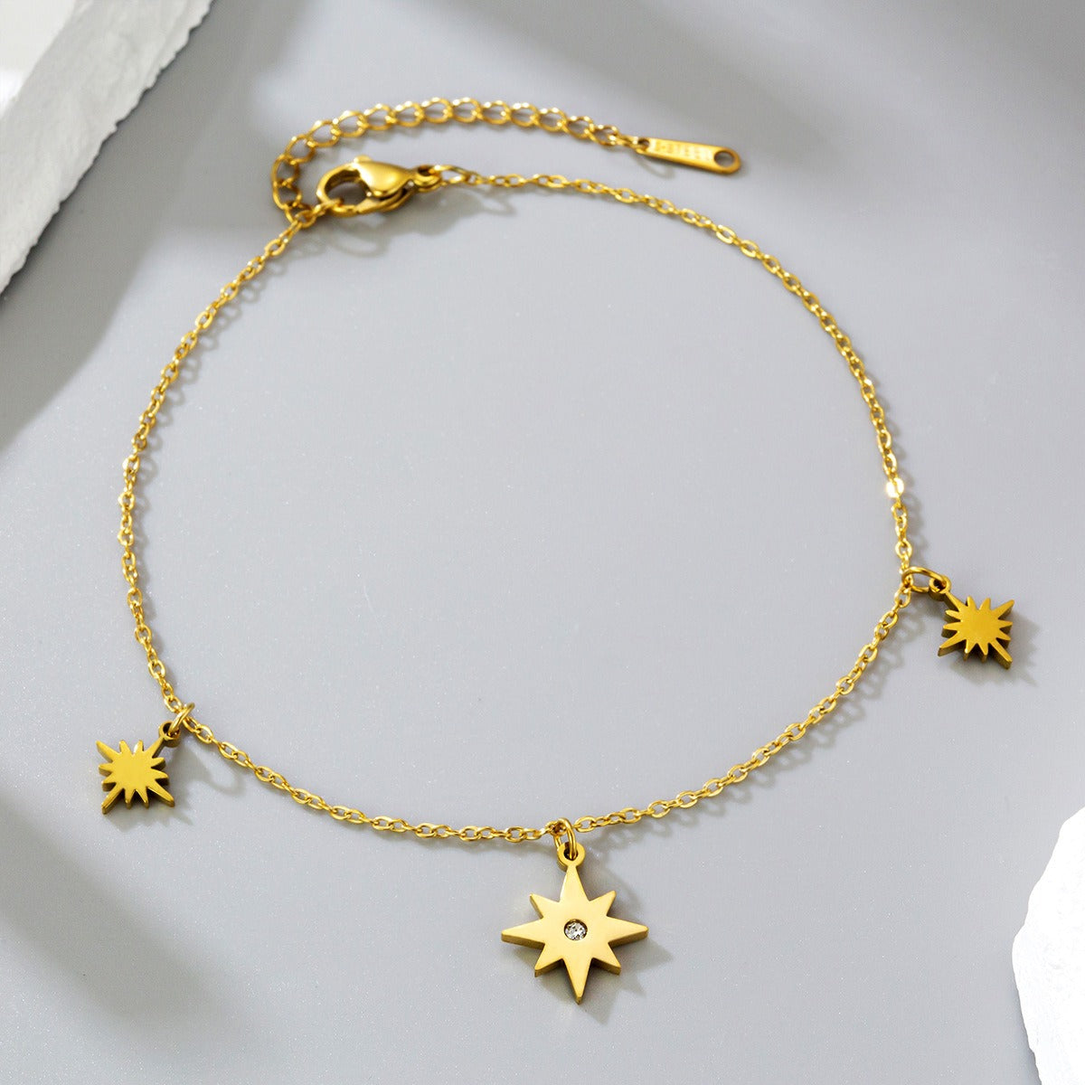 18k gold personalized star women's anklet