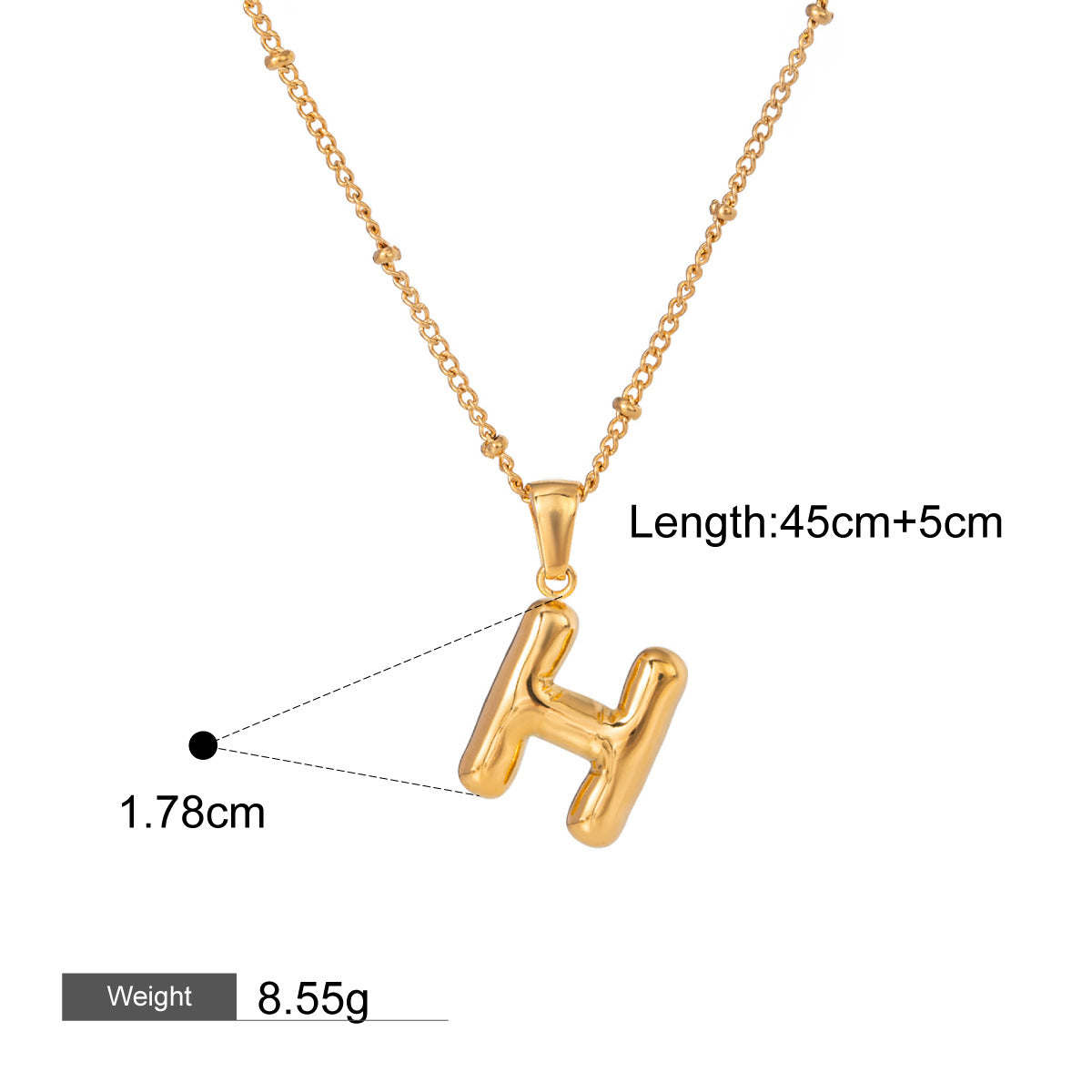 18K gold letters with birthstone design high-end necklace