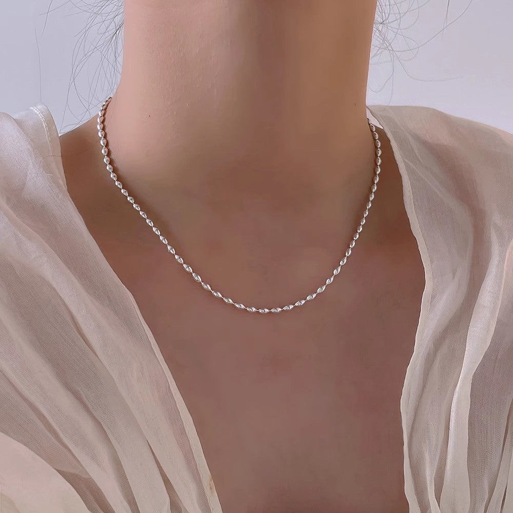 S925 Sterling Silver Pearl Necklace For Women, Niche Design, Light Luxury, Stylish And Versatile, High-End Clavicle Chain Accessory, Trendy