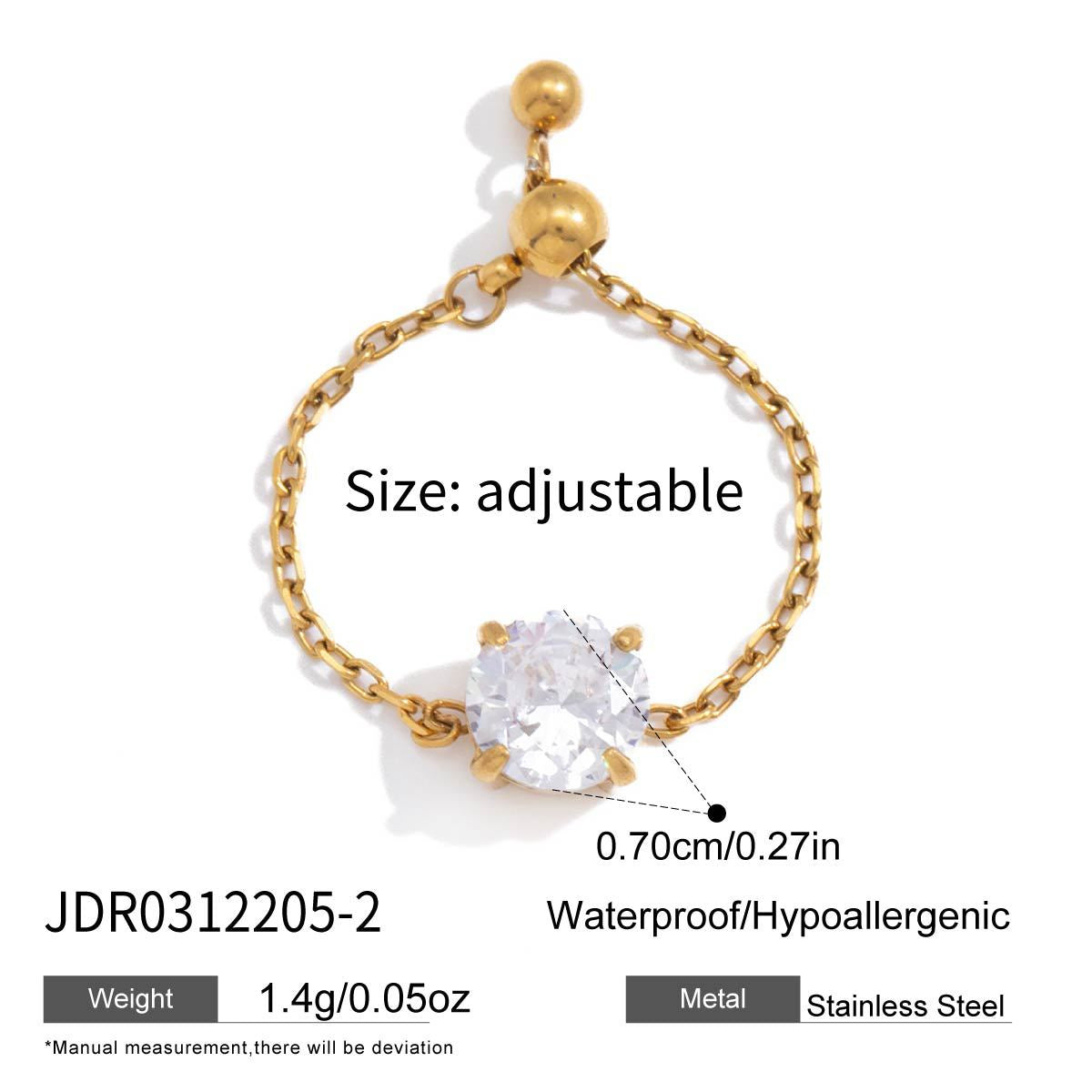 Adjustable Heart Zircon Ring Collection