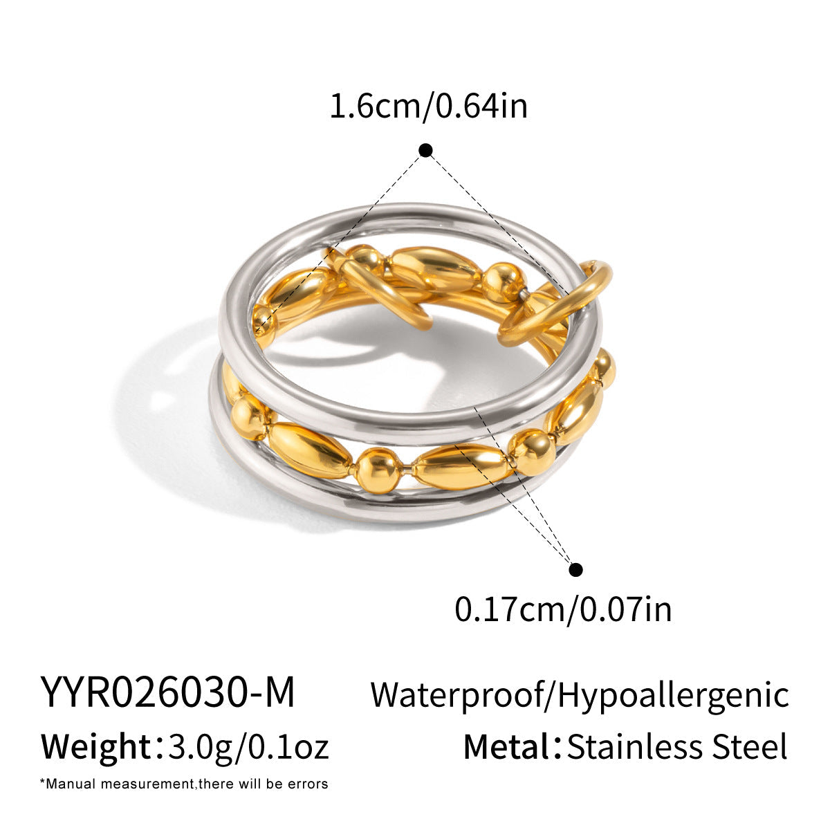 Womens Stainless Steel Multi-link Ring