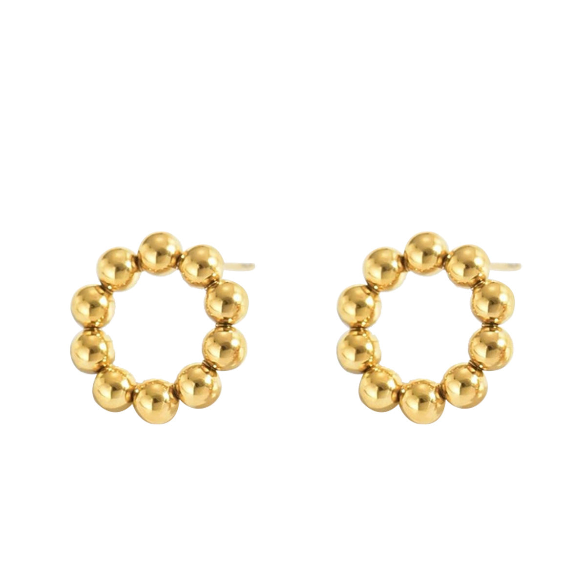 Sweet And Fresh Japanese And Korean Academy Style Earrings Women's Distinctive Round Beads 18k Electroplated Design Niche Earrings Versatile Earrings