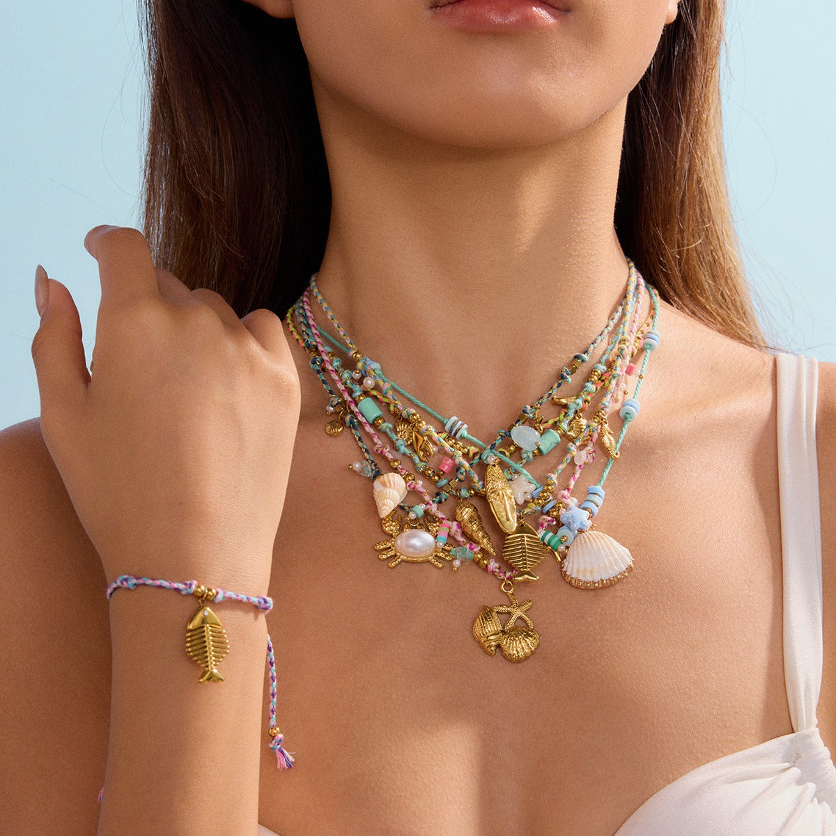 18K gold ocean element with pearl design exquisite and noble necklace