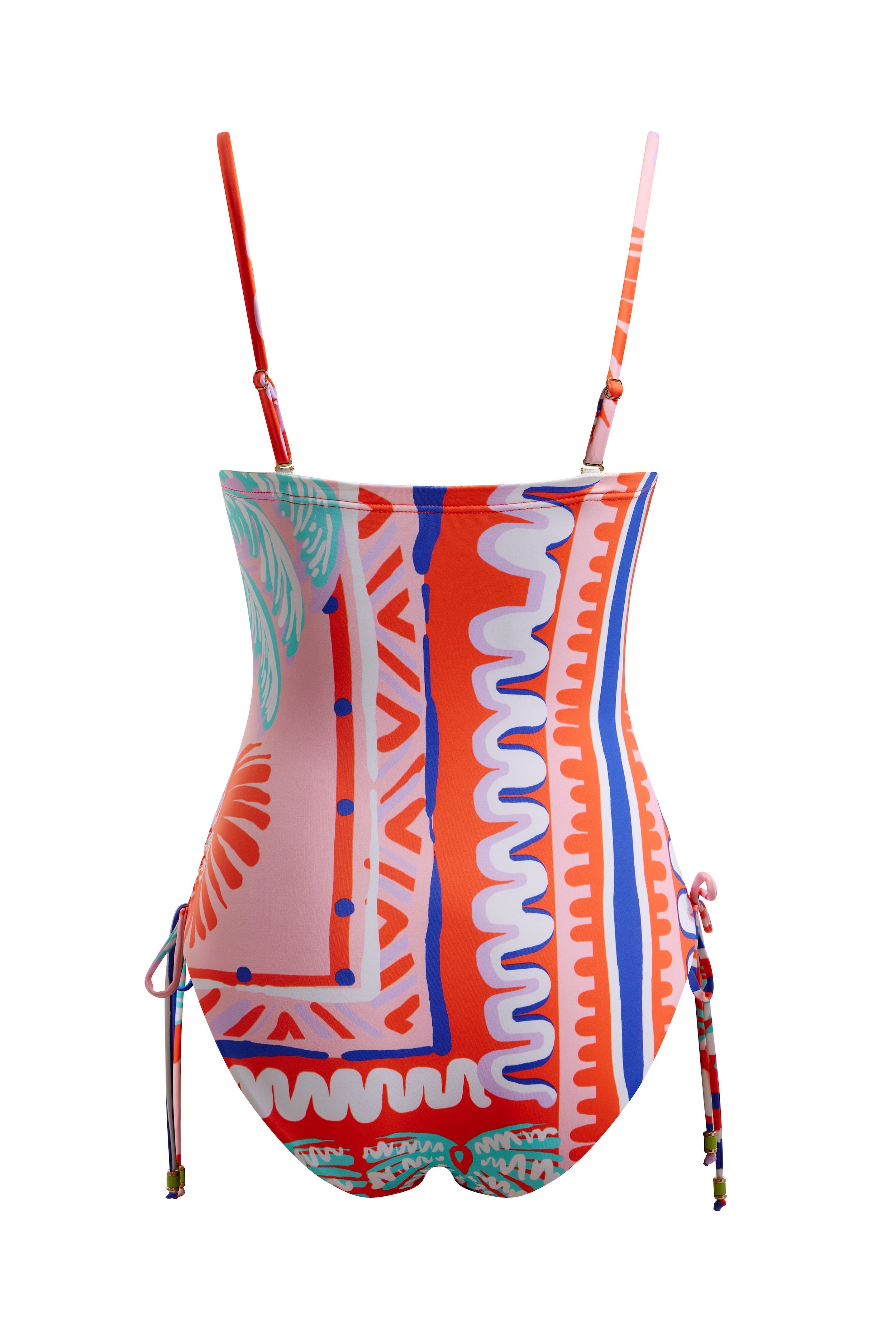 Ruched Side Swimsuit Pink Palm