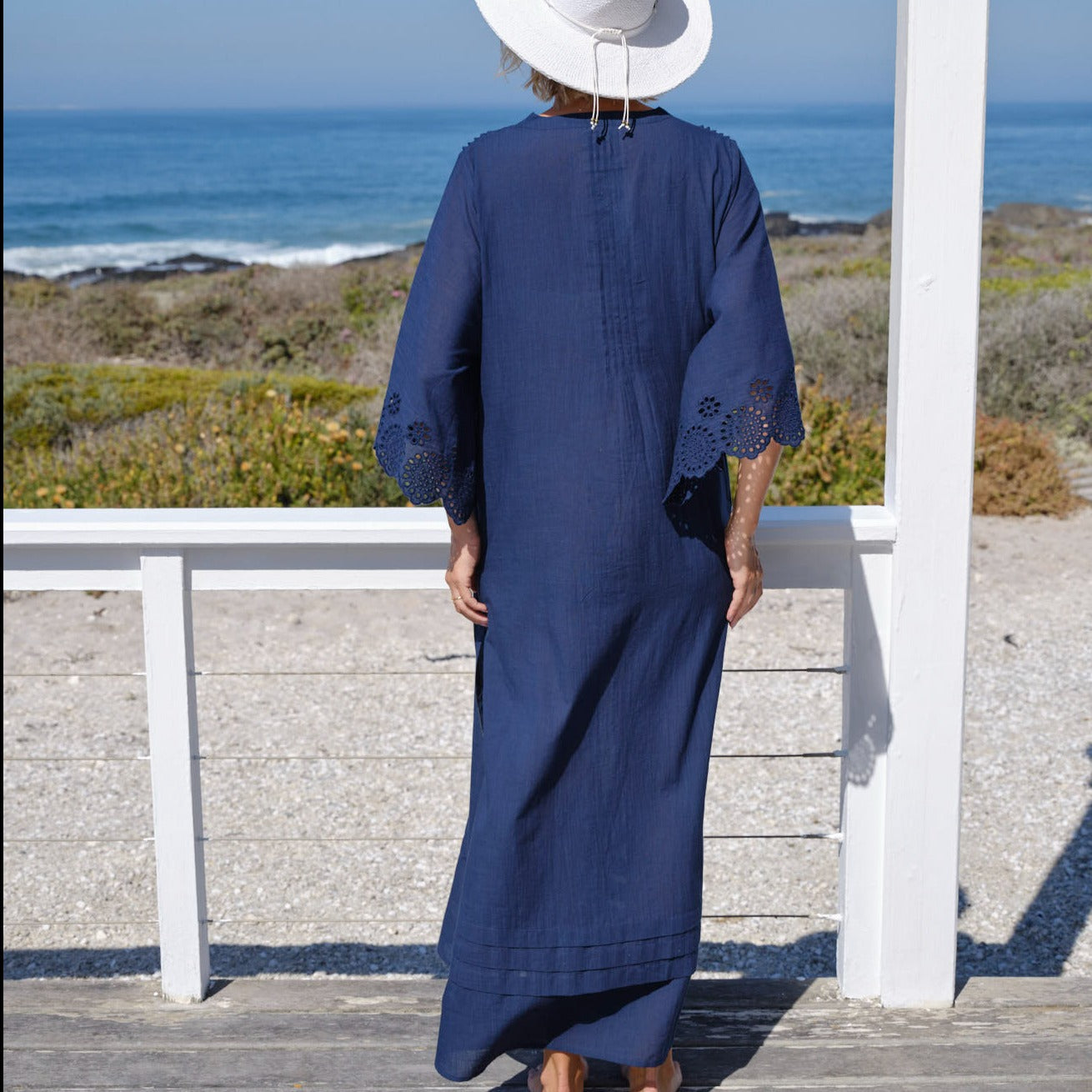 Broderie Maxi Dress Navy