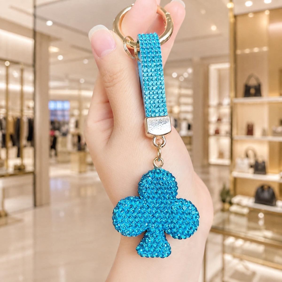 Porcelain Clay Full-diamond Plum Blossom Keychain